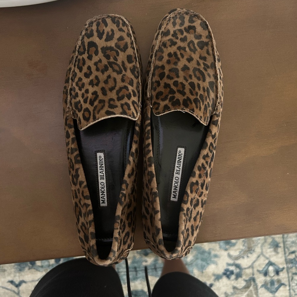 Manolo Blahnik Leopard Loafers